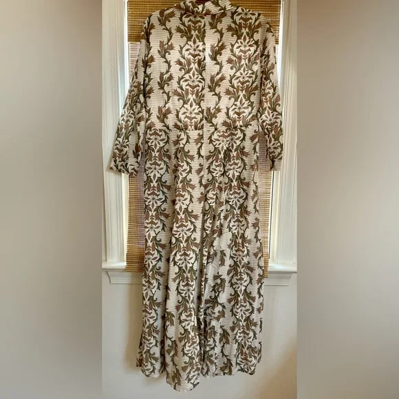 JULIA AMORY Sz L Large Coco Jardin Brown
Green floral button down Shirt Dress - Picture 3 of 7